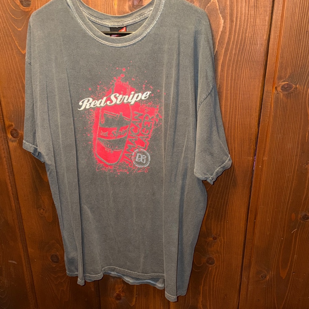 Graphic Men's Tee - Charcoal Red Stripe Jamaican Beer